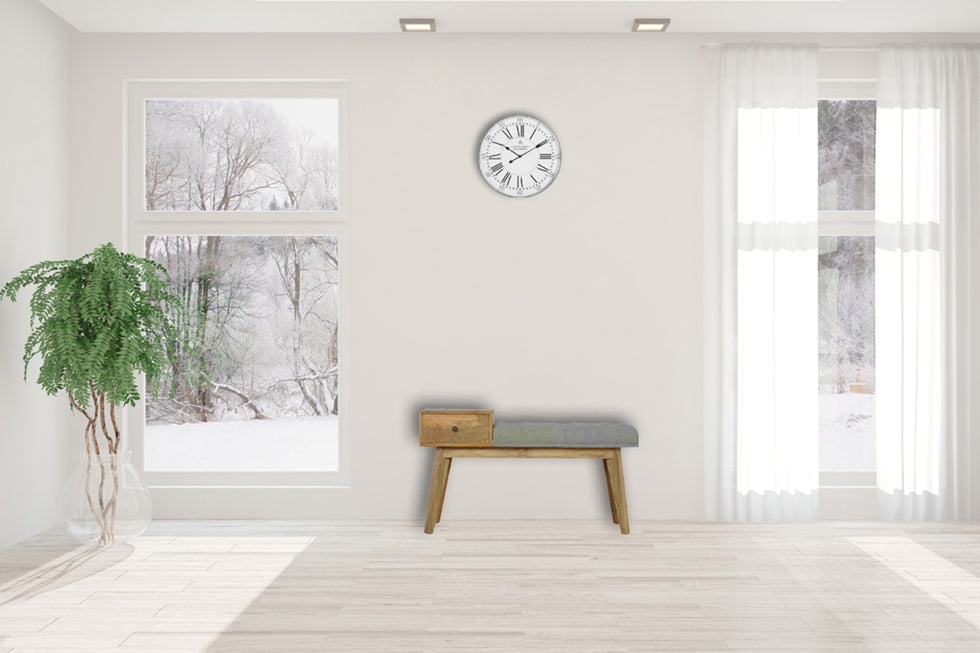 Artisan - Gray Tweed Bench with 1 Drawer