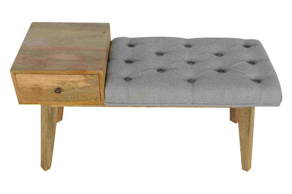Artisan - Gray Tweed Bench with 1 Drawer