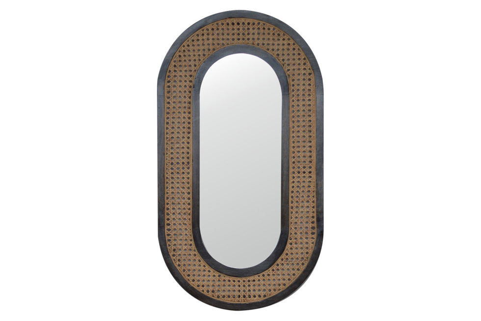 Artisan - Carbon Mirror in Black, Rattan