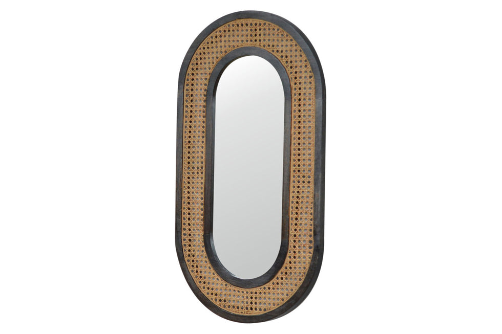 Artisan - Carbon Mirror in Black, Rattan