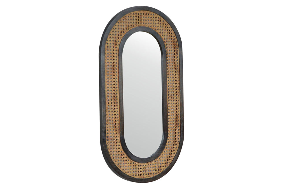 Artisan - Carbon Mirror in Black, Rattan