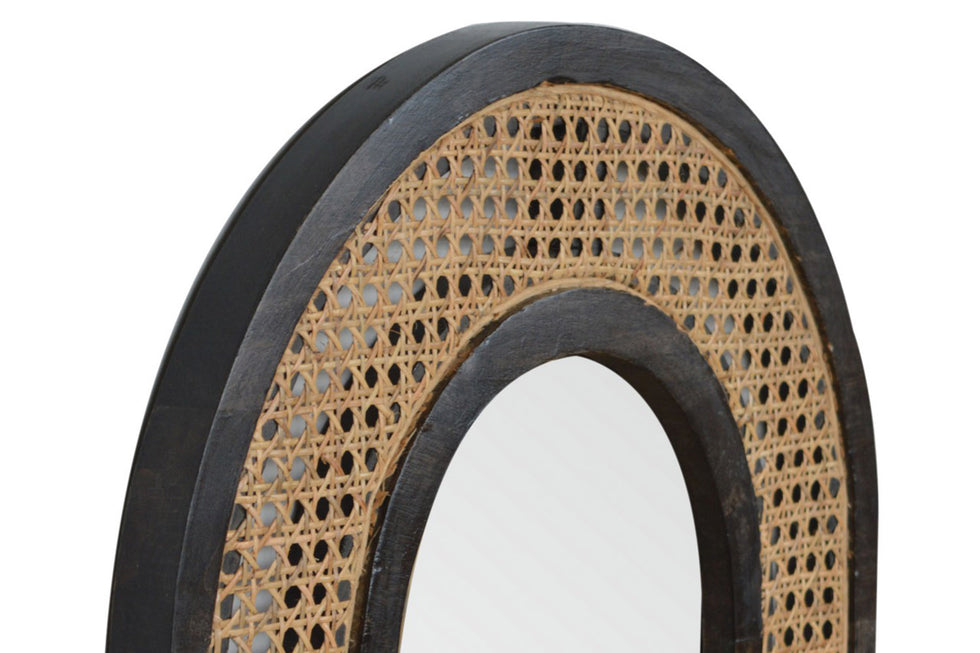 Artisan - Carbon Mirror in Black, Rattan