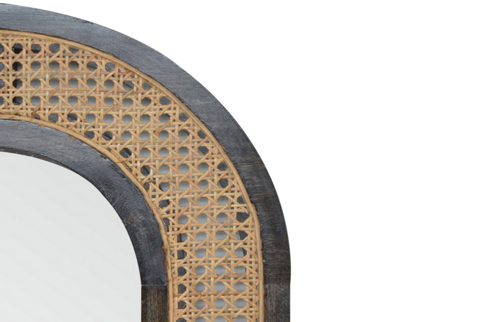 Artisan - Carbon Mirror in Black, Rattan