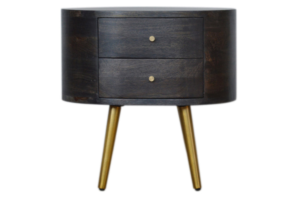 Artisan - Bedside with Brass Legs in Ash Black