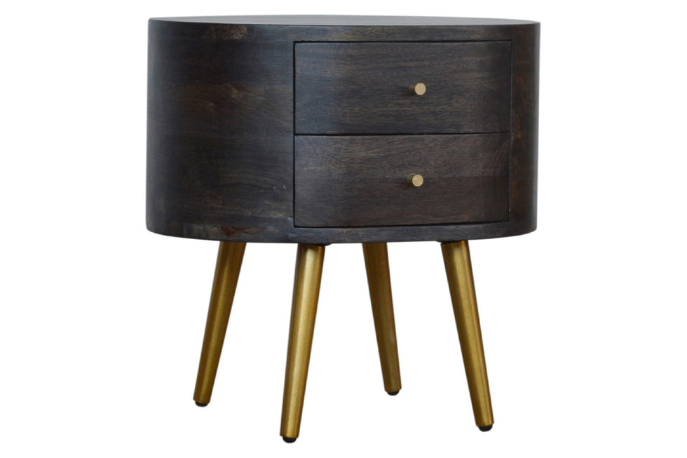 Artisan - Bedside with Brass Legs in Ash Black