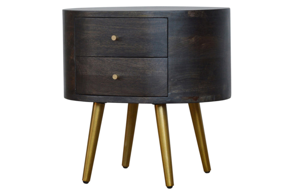 Artisan - Bedside with Brass Legs in Ash Black