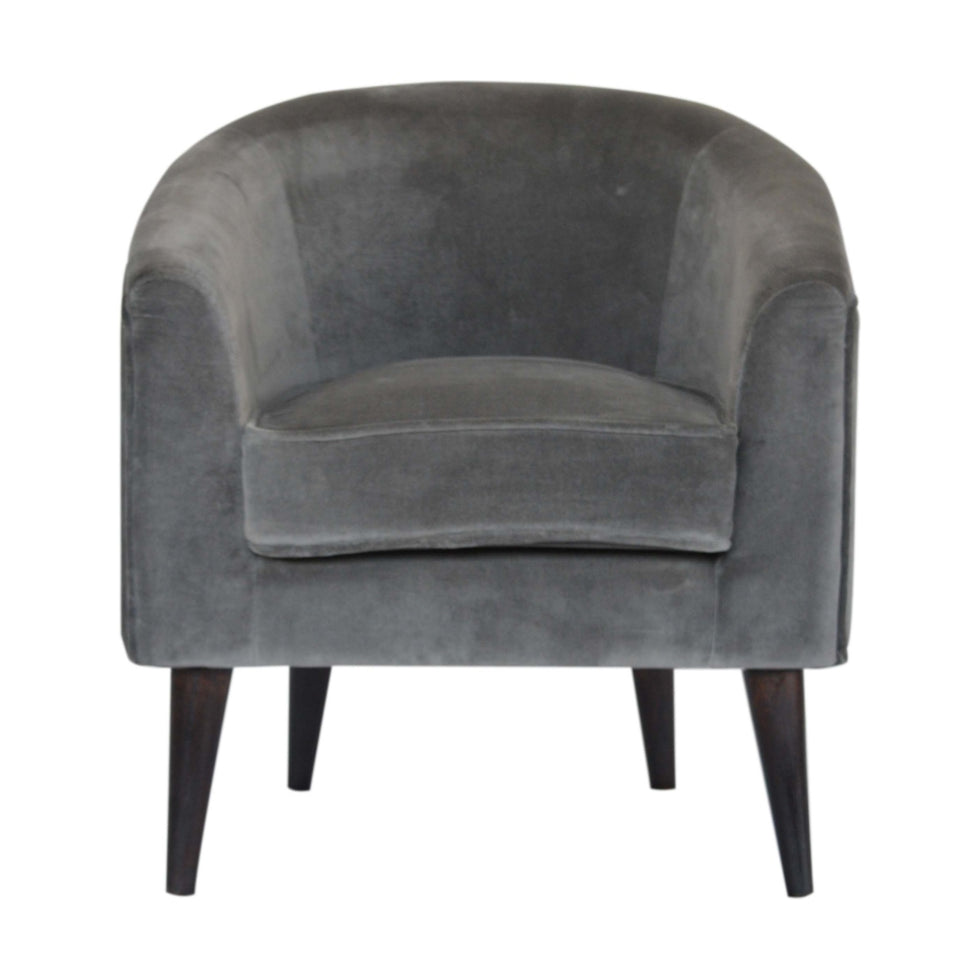 Artisan - Nordic Style Armchair in Gray, Velvet