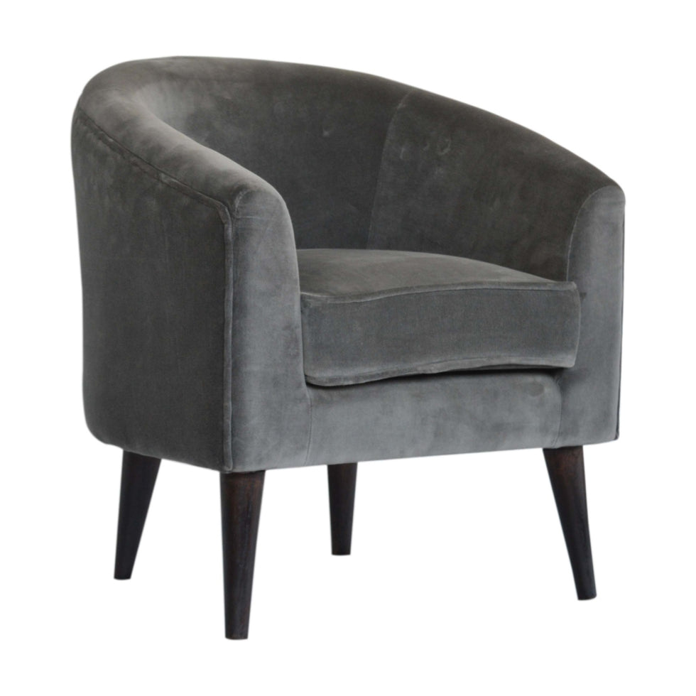 Artisan - Nordic Style Armchair in Gray, Velvet