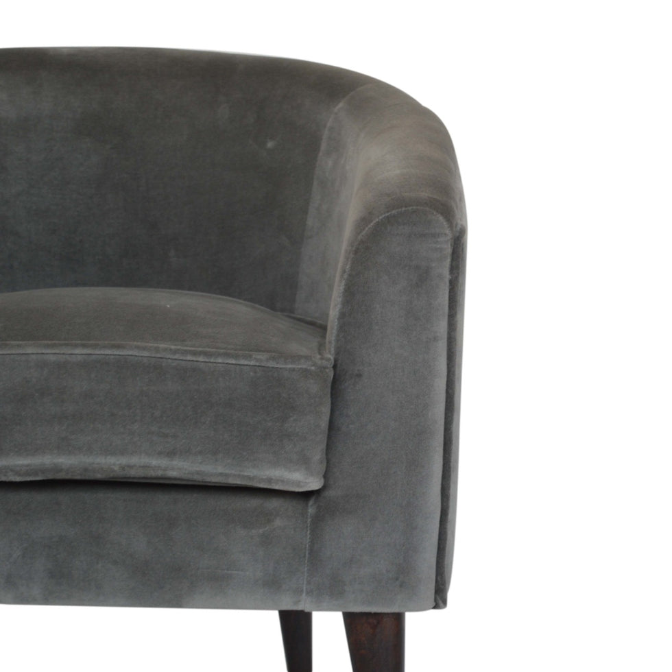 Artisan - Nordic Style Armchair in Gray, Velvet