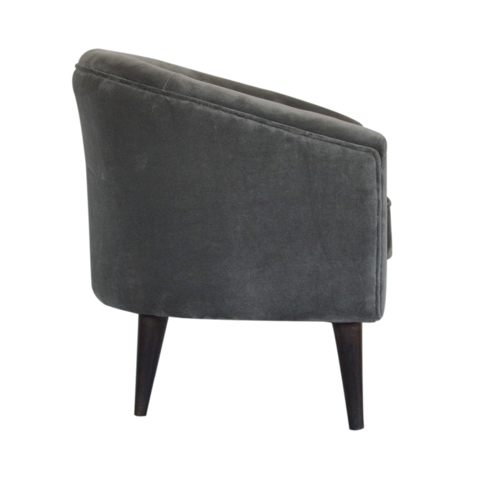 Artisan - Nordic Style Armchair in Gray, Velvet