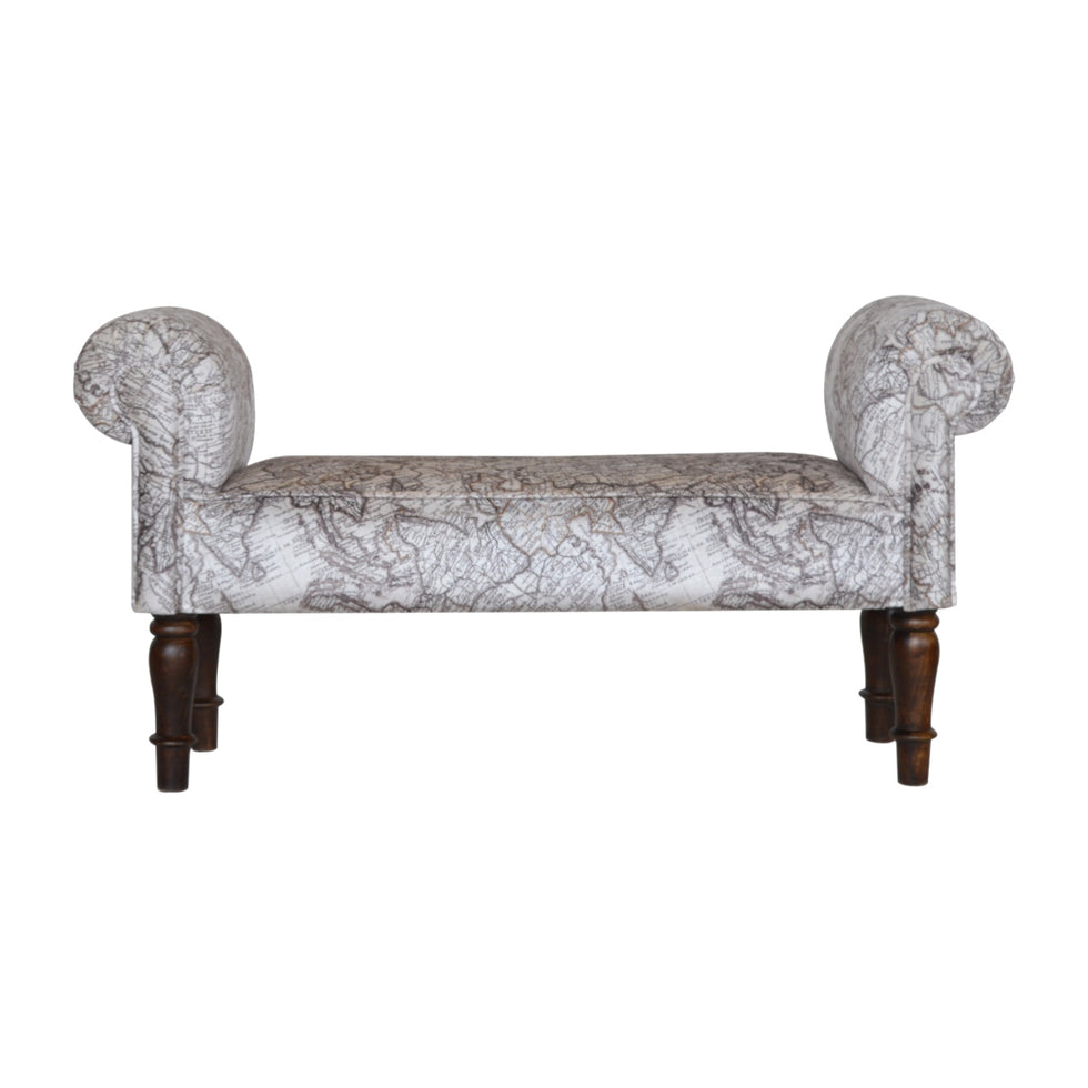 Artisan - Map Printed Bedroom Bench