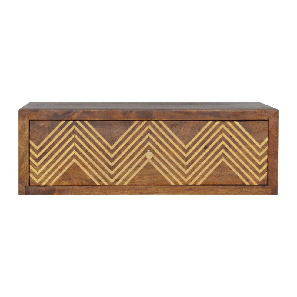 Artisan - Wall Mounted Chevron Nightstand in Chestnut