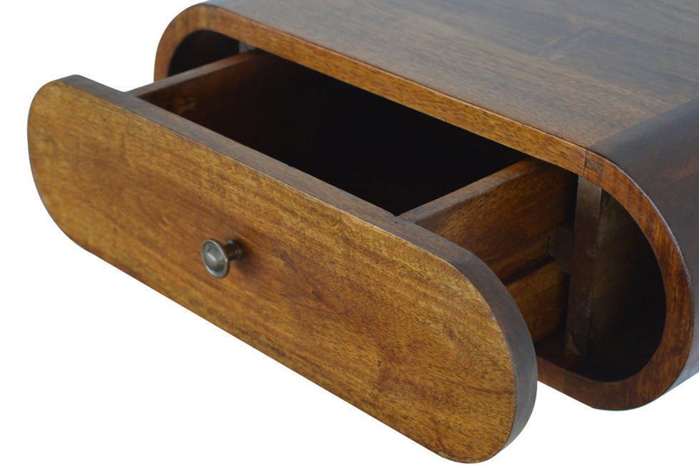 Artisan - Wall Mounted Round Bedside in Chestnut