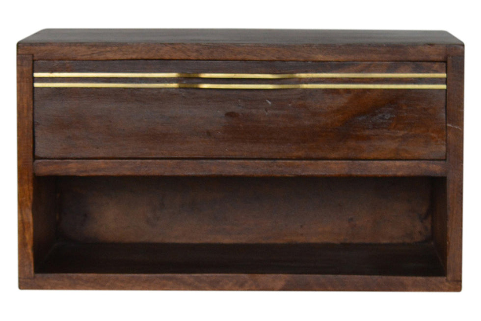 Artisan - Wall Mounted Brass Handle Bedside in Chestnut