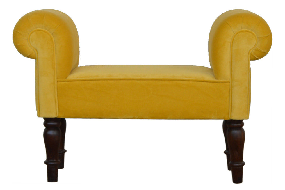 Artisan - Bedroom Mini Bench in Mustard, Velvet
