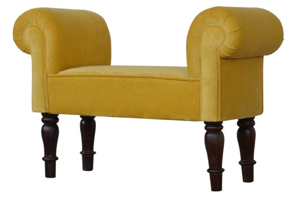 Artisan - Bedroom Mini Bench in Mustard, Velvet