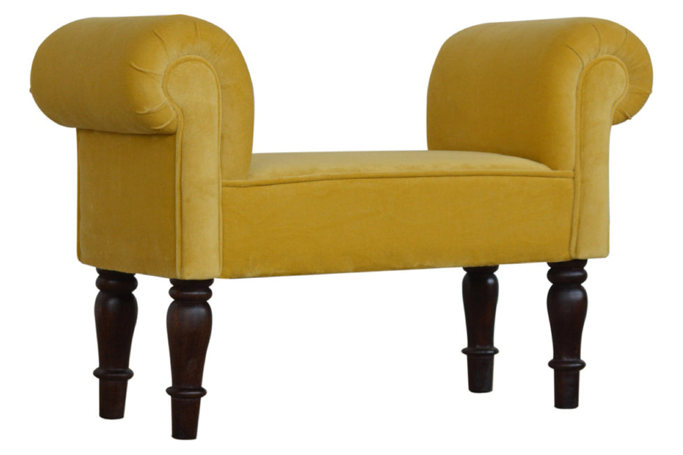 Artisan - Bedroom Mini Bench in Mustard, Velvet