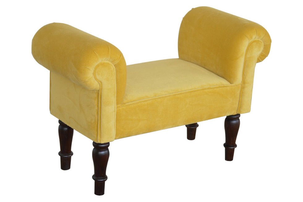 Artisan - Bedroom Mini Bench in Mustard, Velvet