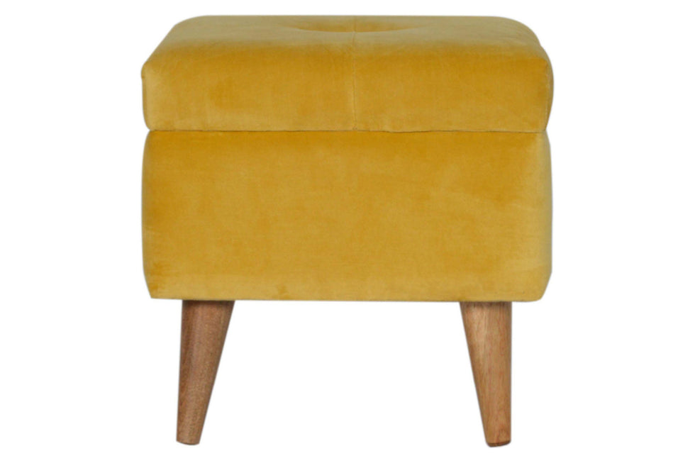 Artisan - Velvet Storage Footstool in Mustard