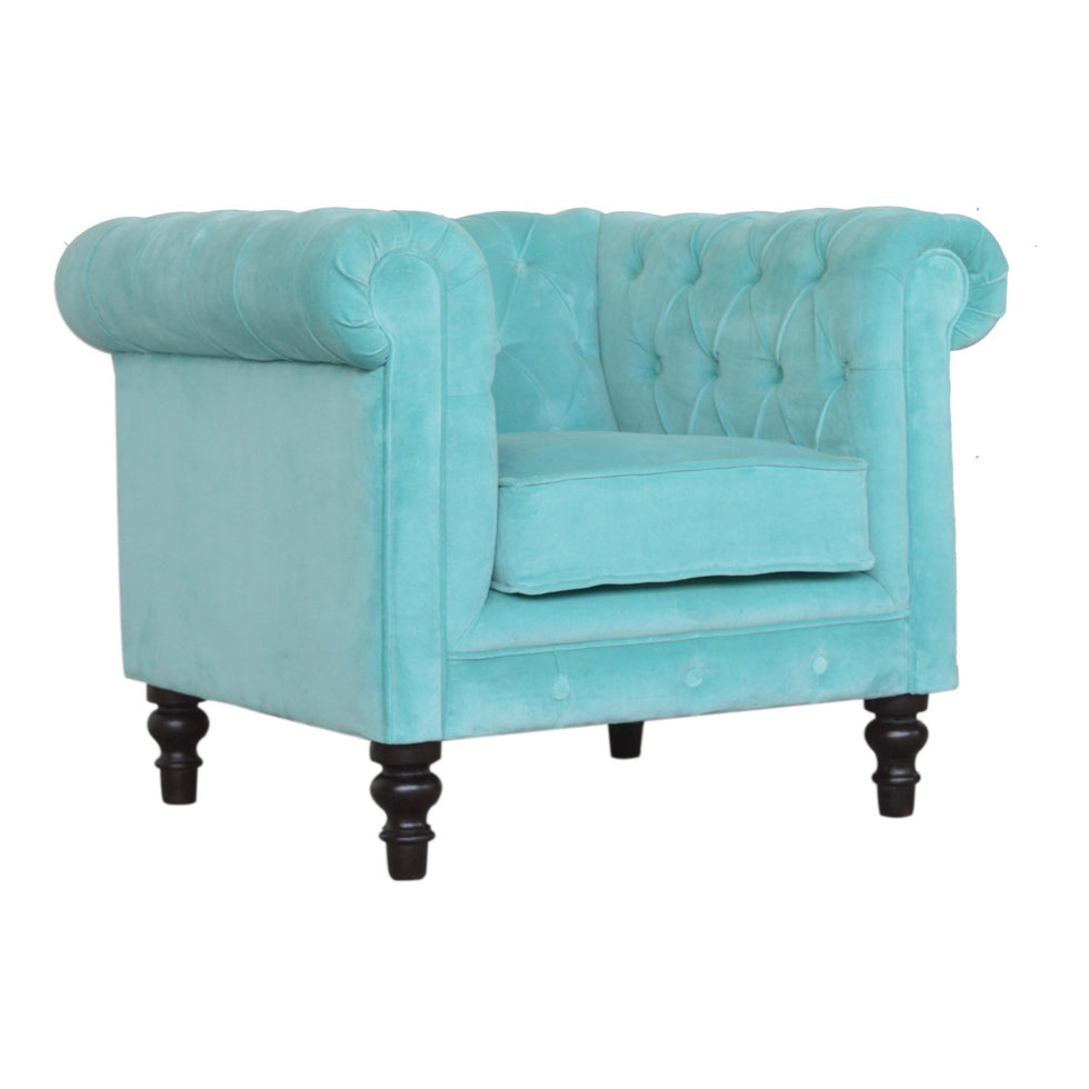 Artisan - Chesterfield Armchair in Aqua, Velvet
