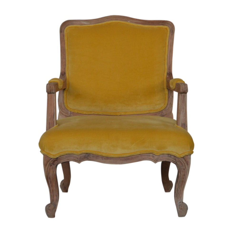 Artisan - French Style Chair in Mustard, Velvet
