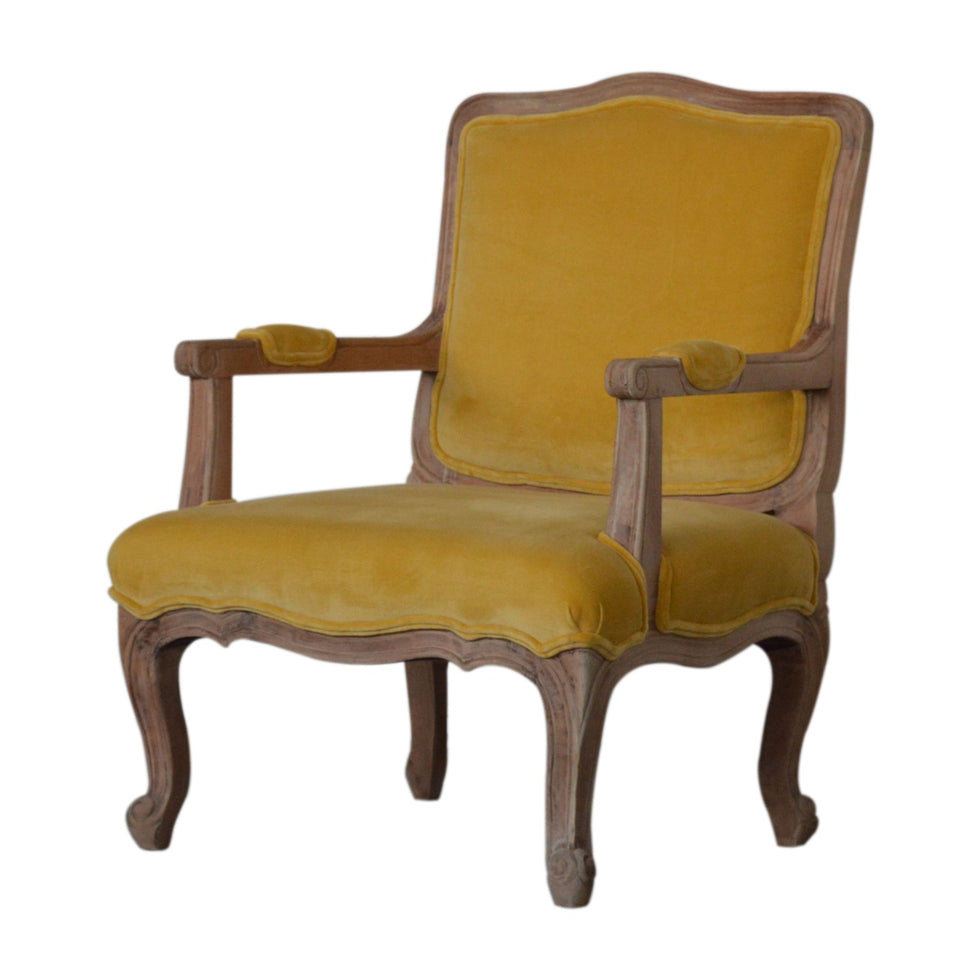 Artisan - French Style Chair in Mustard, Velvet