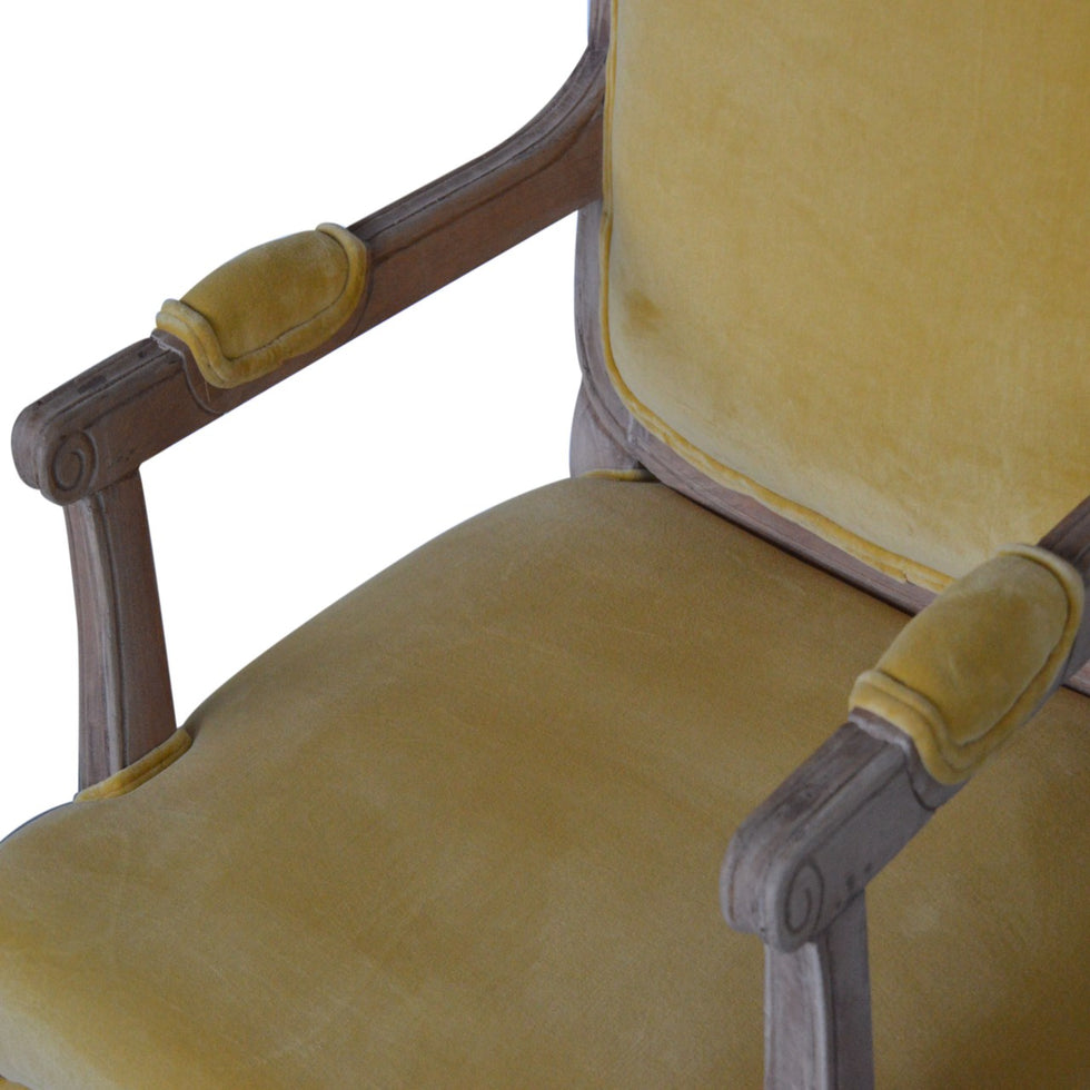 Artisan - French Style Chair in Mustard, Velvet