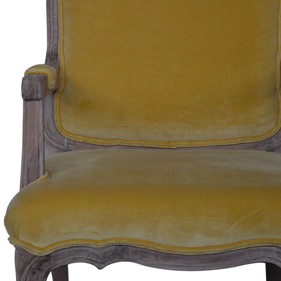 Artisan - French Style Chair in Mustard, Velvet