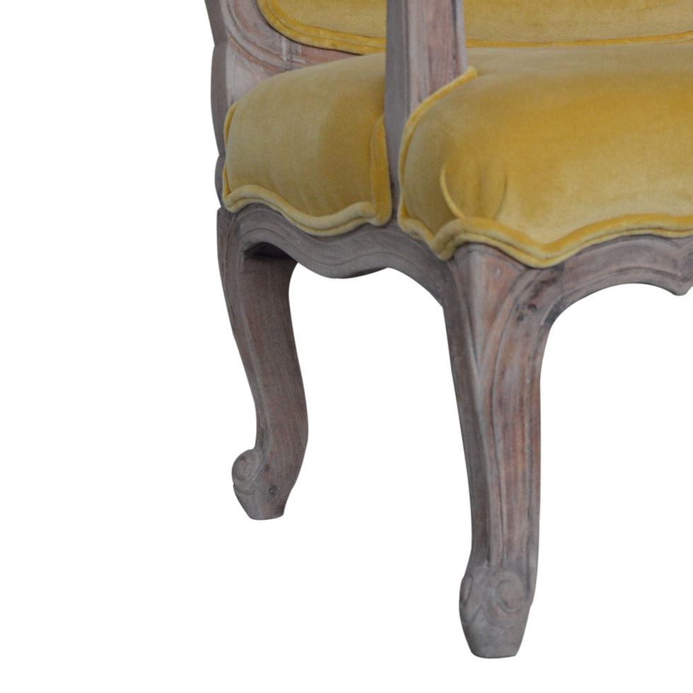 Artisan - French Style Chair in Mustard, Velvet