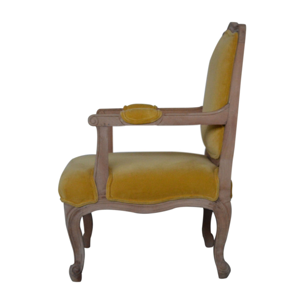 Artisan - French Style Chair in Mustard, Velvet