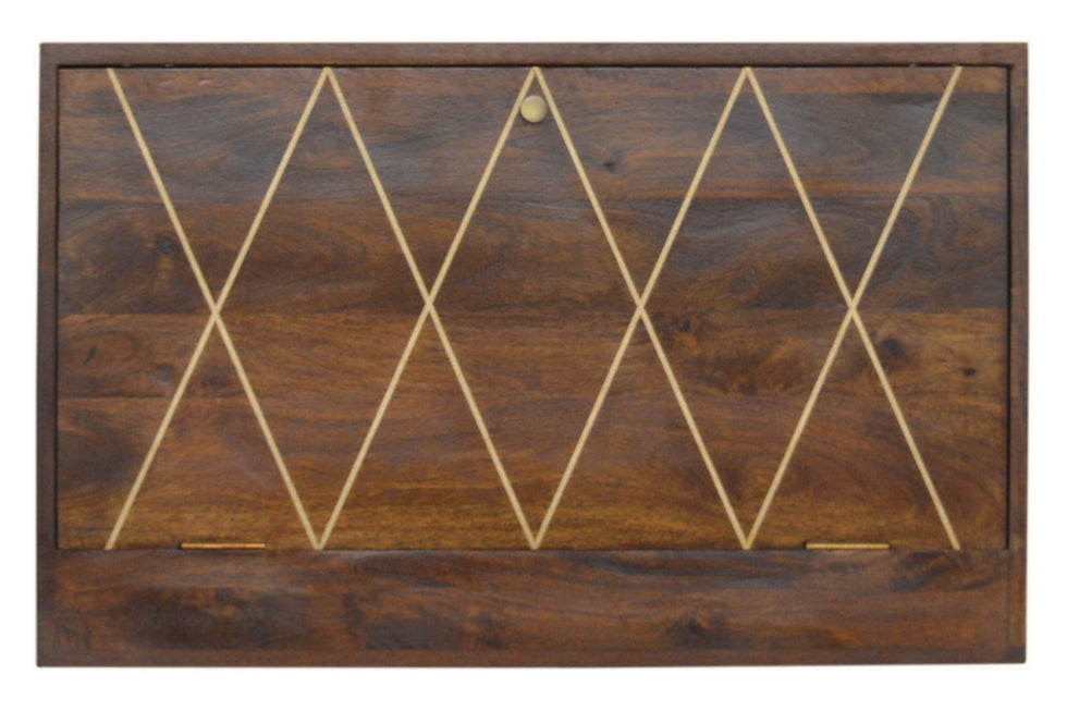 Artisan - Geometric Brass Inlay Flip Down Writing Desk
