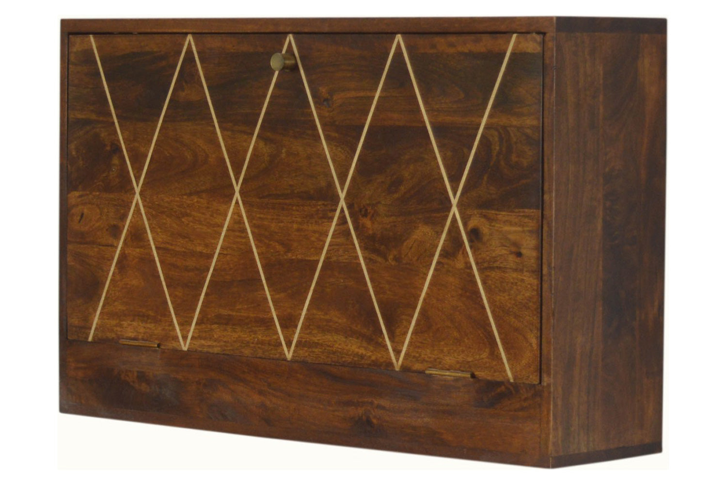 Artisan - Geometric Brass Inlay Flip Down Writing Desk