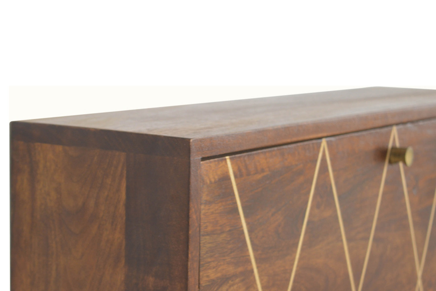 Artisan - Geometric Brass Inlay Flip Down Writing Desk