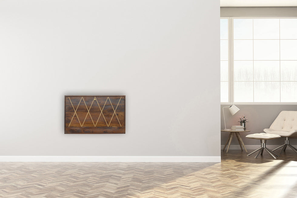 Artisan - Geometric Brass Inlay Flip Down Writing Desk
