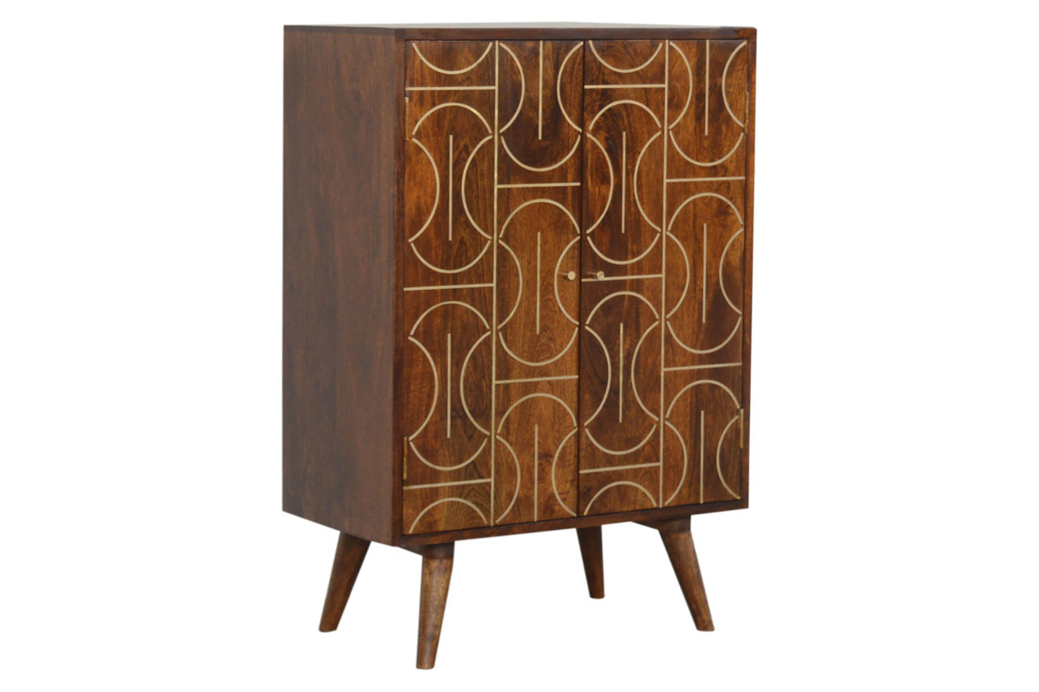 Artisan - Gold Inlay Abstract Cabinet in Chestnut
