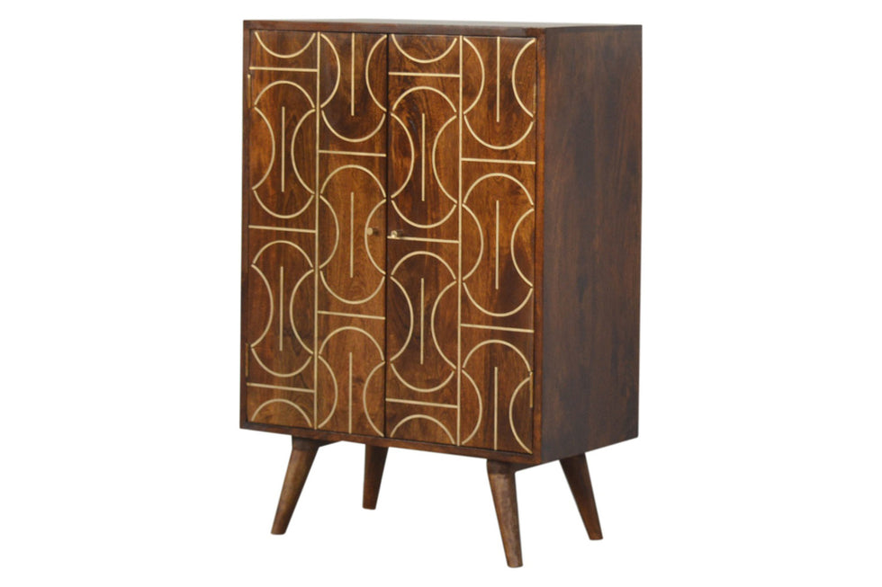 Artisan - Gold Inlay Abstract Cabinet in Chestnut