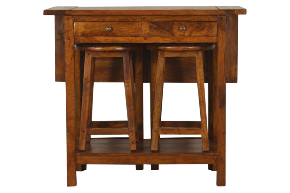 Artisan - Breakfast Table With 2 Stools in Chestnut