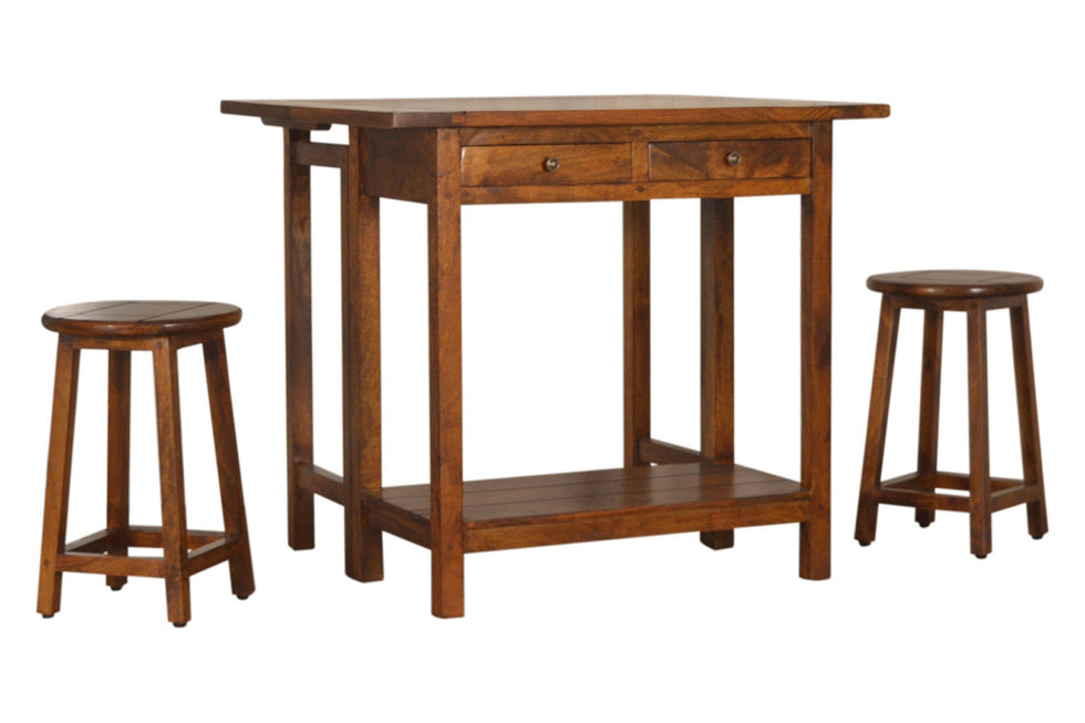 Artisan - Breakfast Table With 2 Stools in Chestnut