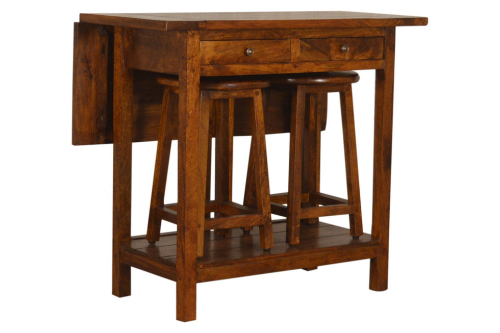 Artisan - Breakfast Table With 2 Stools in Chestnut