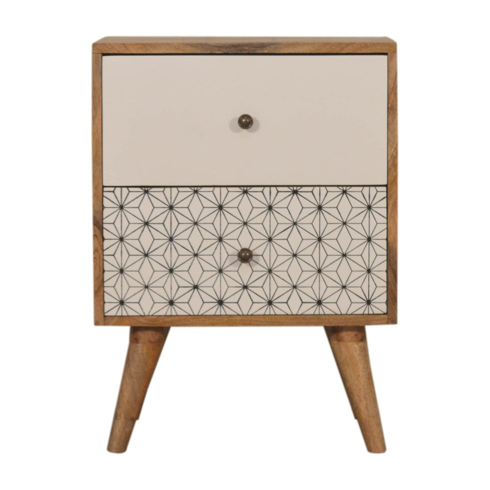 Artisan - Geo Screen Printed 2 Tone Nightstand