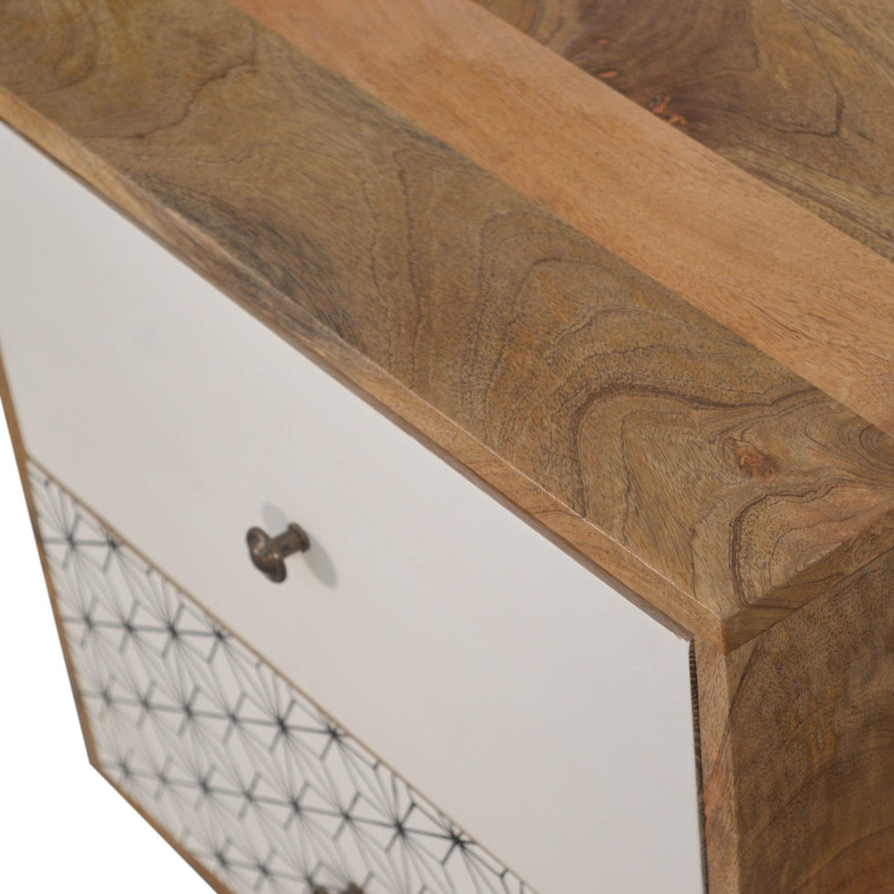Artisan - Geo Screen Printed 2 Tone Nightstand
