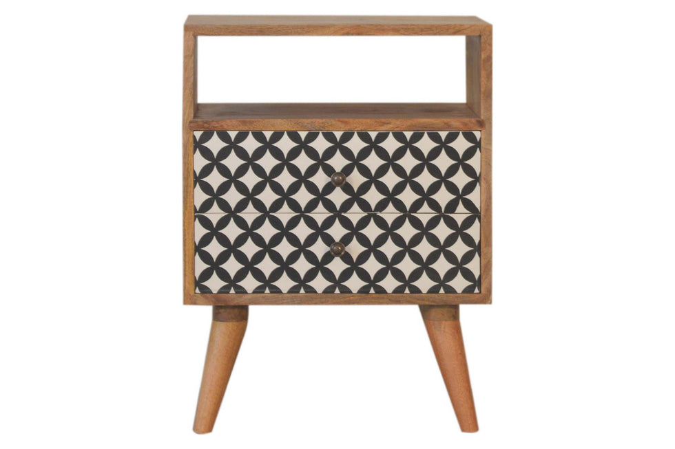 Artisan - Diamond Screen Printed Bedside with Open Slot