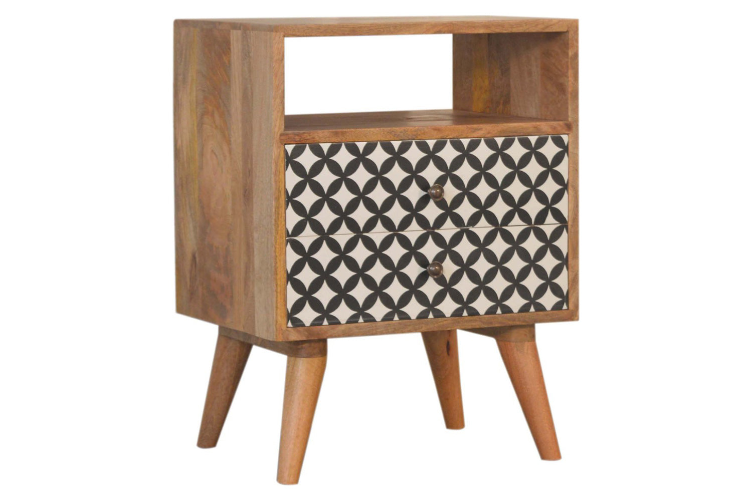 Artisan - Diamond Screen Printed Bedside with Open Slot