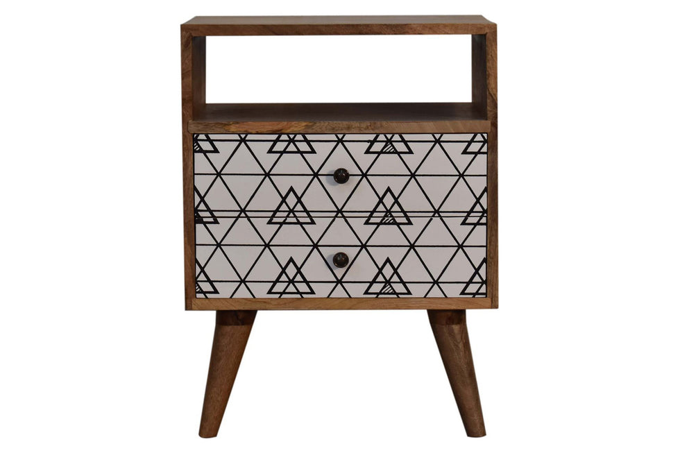 Artisan - Triangle Printed Bedside with Open Slot