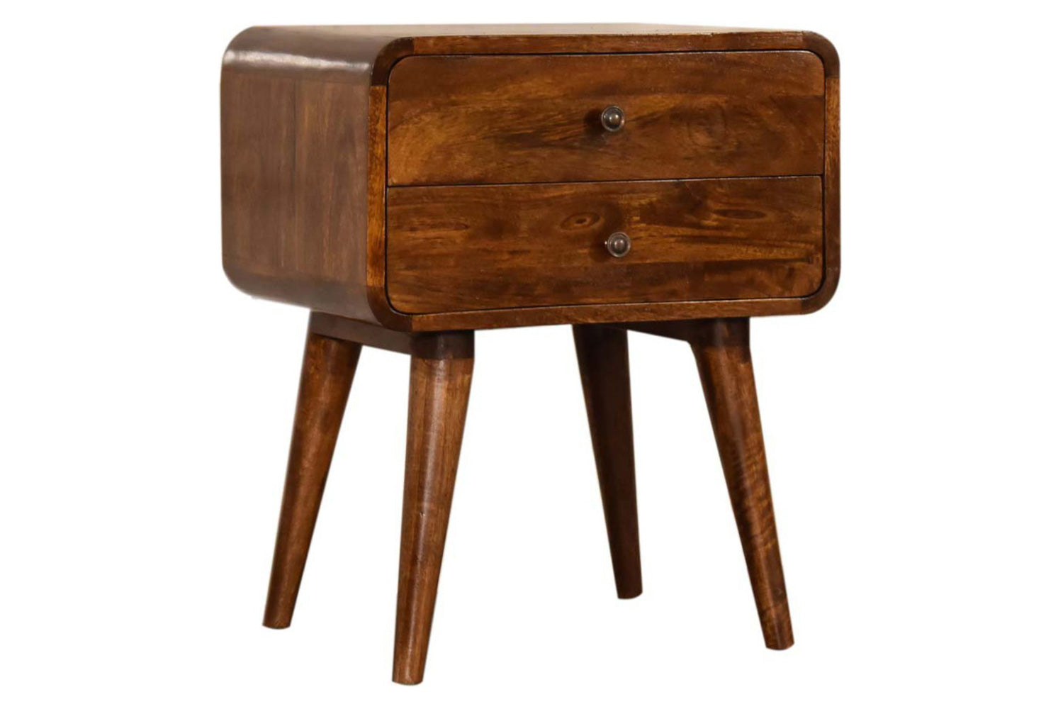 Artisan - Curved Bedside with Cable Access in Chestnut