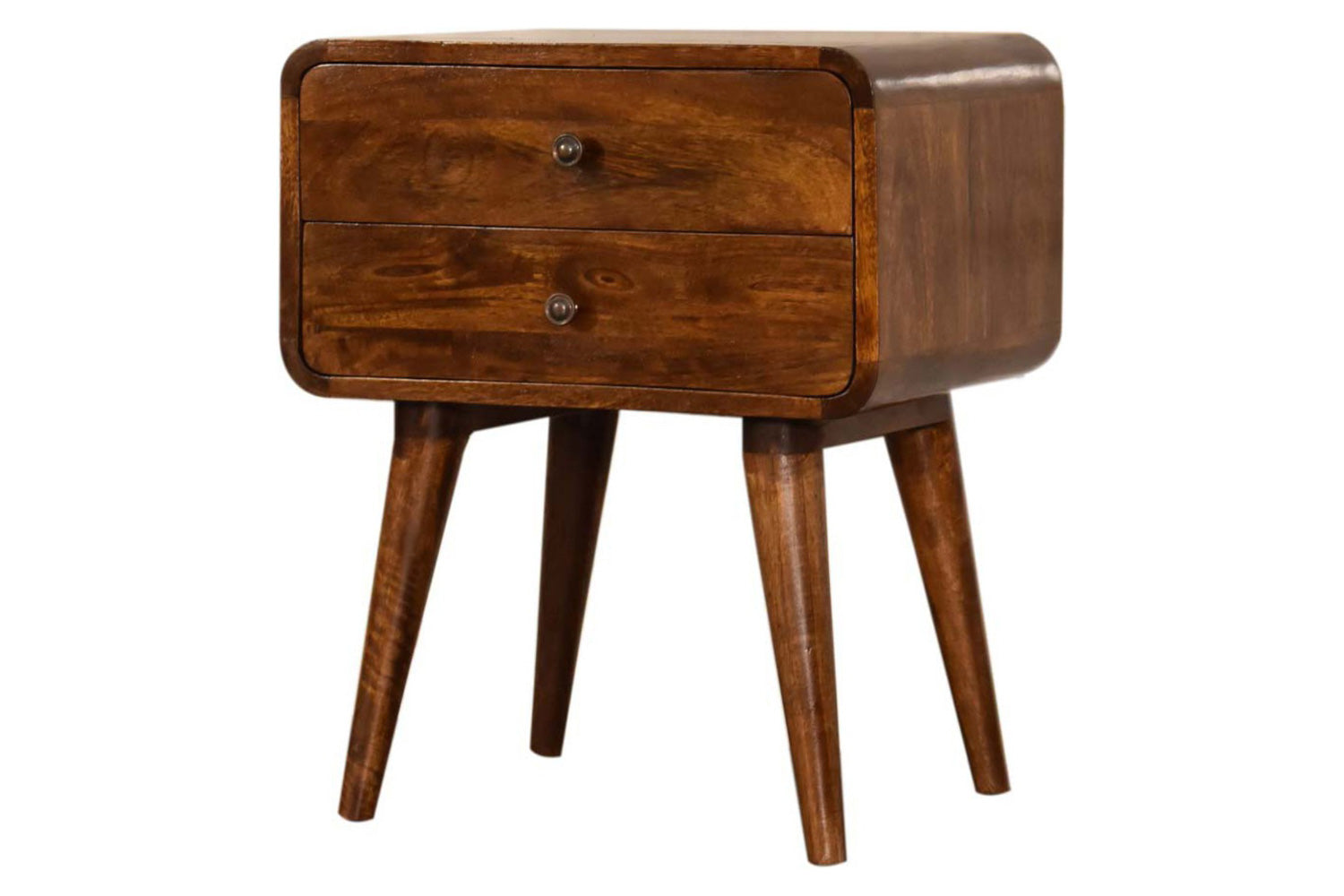 Artisan - Curved Bedside with Cable Access in Chestnut