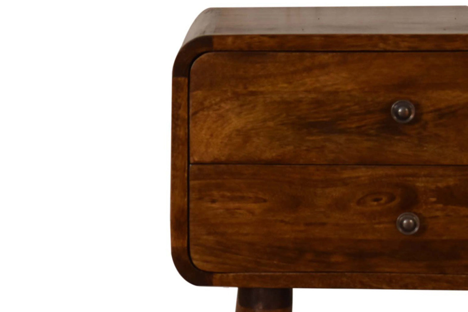 Artisan - Curved Bedside with Cable Access in Chestnut