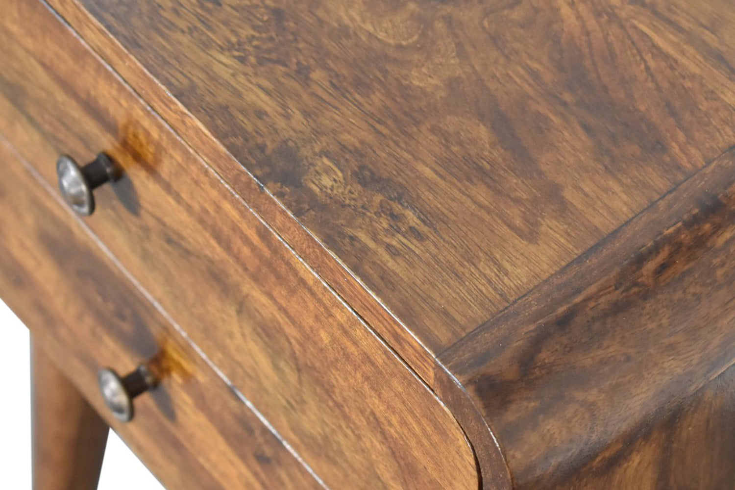 Artisan - Curved Bedside with Cable Access in Chestnut