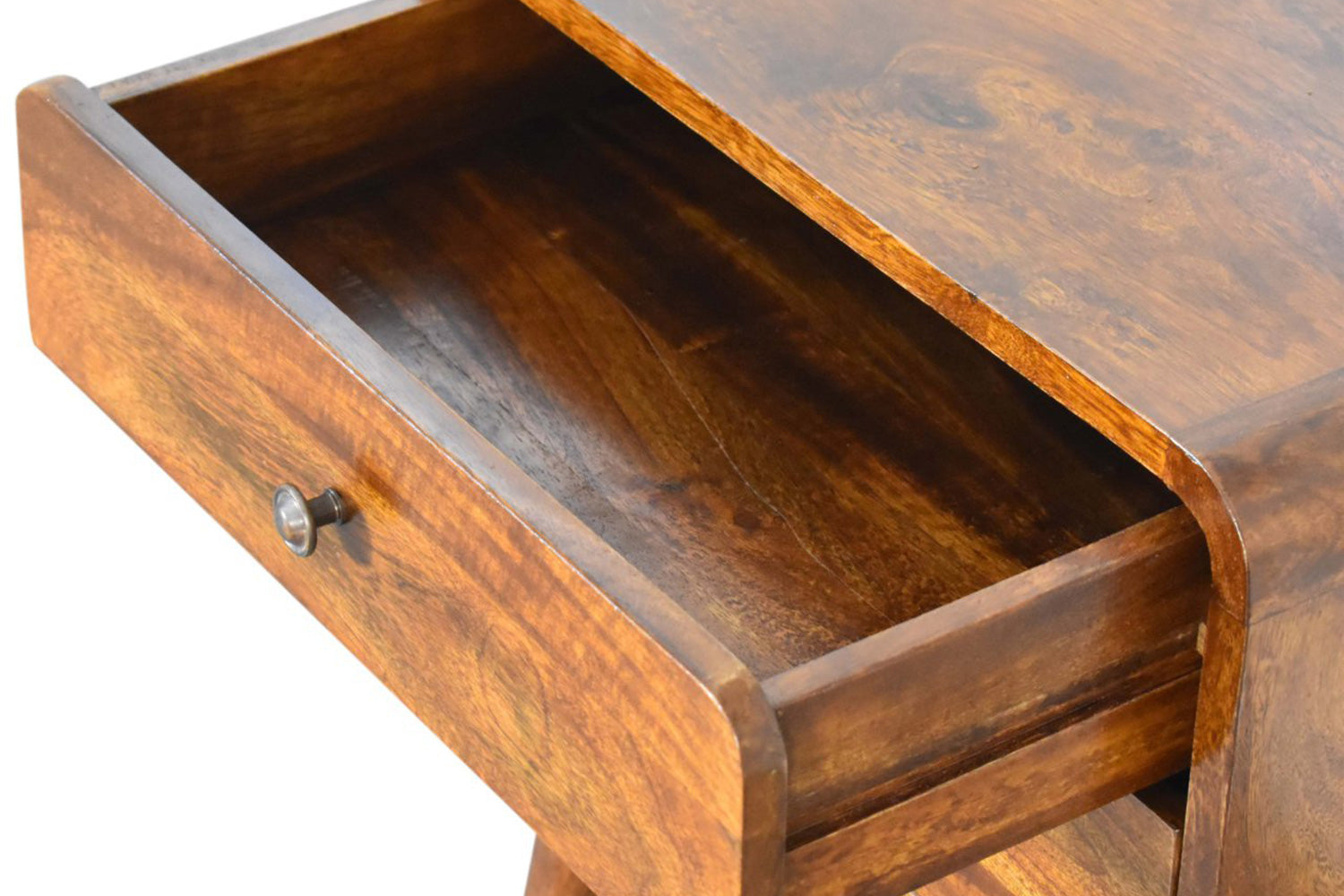 Artisan - Curved Bedside with Cable Access in Chestnut