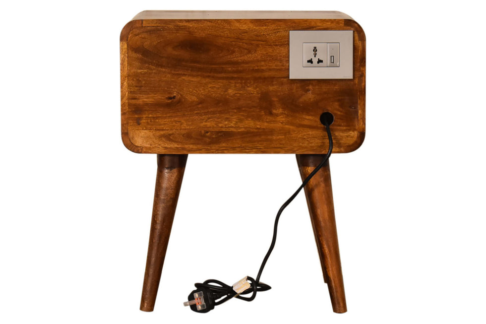 Artisan - Curved Bedside with Cable Access in Chestnut